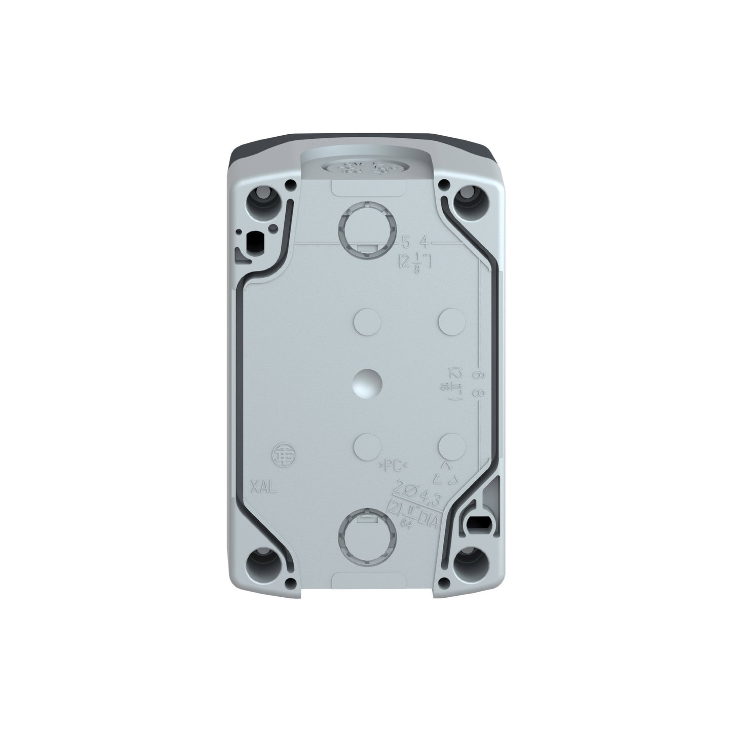 Dark Grey Empty Enclosure Lid With Light Grey Base-2 Cut-Outs Schneider Electric XALD02