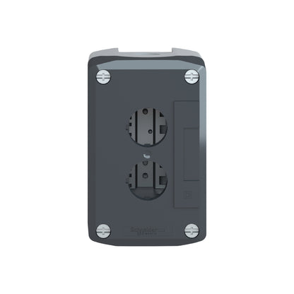 Dark Grey Empty Enclosure Lid With Light Grey Base-2 Cut-Outs Schneider Electric XALD02