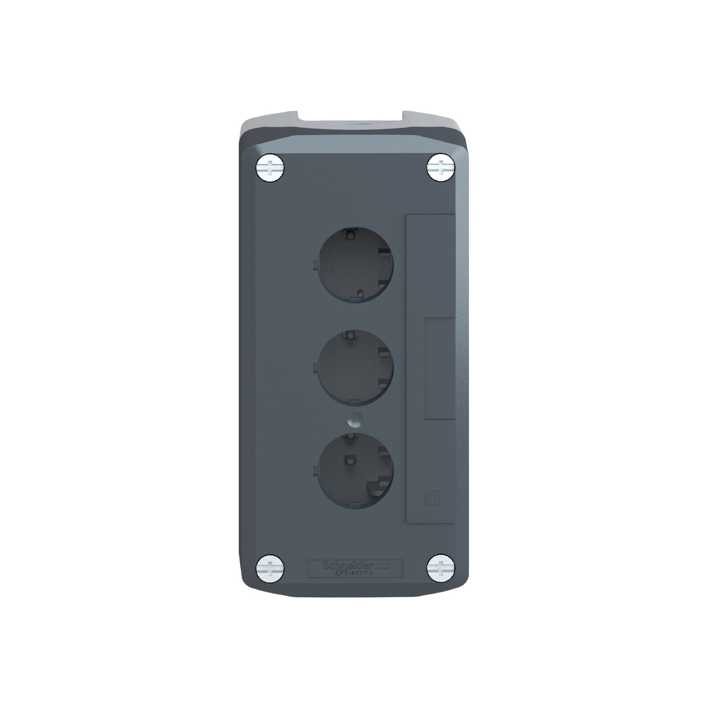 Dark Grey Empty Enclosure Lid With Light Grey Base-3 Cut-Outs Schneider Electric XALD03