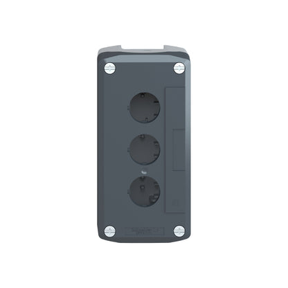 Dark Grey Empty Enclosure Lid With Light Grey Base-3 Cut-Outs Schneider Electric XALD03