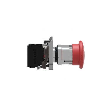 Paro de Emergencia Harmony de 40 MM Ancho, Color Rojo, Restablecimiento con Giro, 1NC Schneider Electric XB4BS8442
