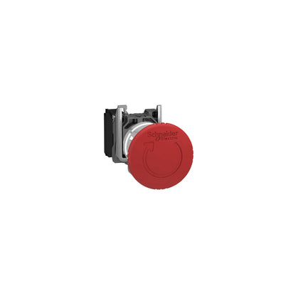 Paro de Emergencia Harmony de 40 MM Ancho, Color Rojo, Restablecimiento con Giro, 1NC Schneider Electric XB4BS8442