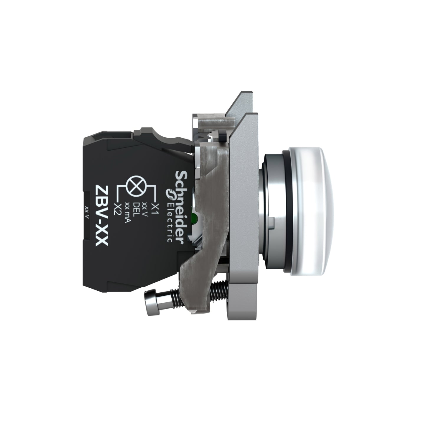 Luz Piloto Redondo Ø 22- IP65-Blanco-LED Integral-120 V-Terminales Schneider Electric XB4BVG1