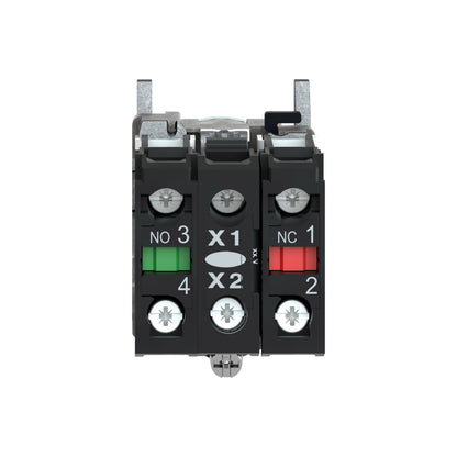 Pulsador Verde Luminoso Ø 22-Retorno Resorte Nivelado-250 V-1 Na + 1 NC Schneider Electric XB4BW3365