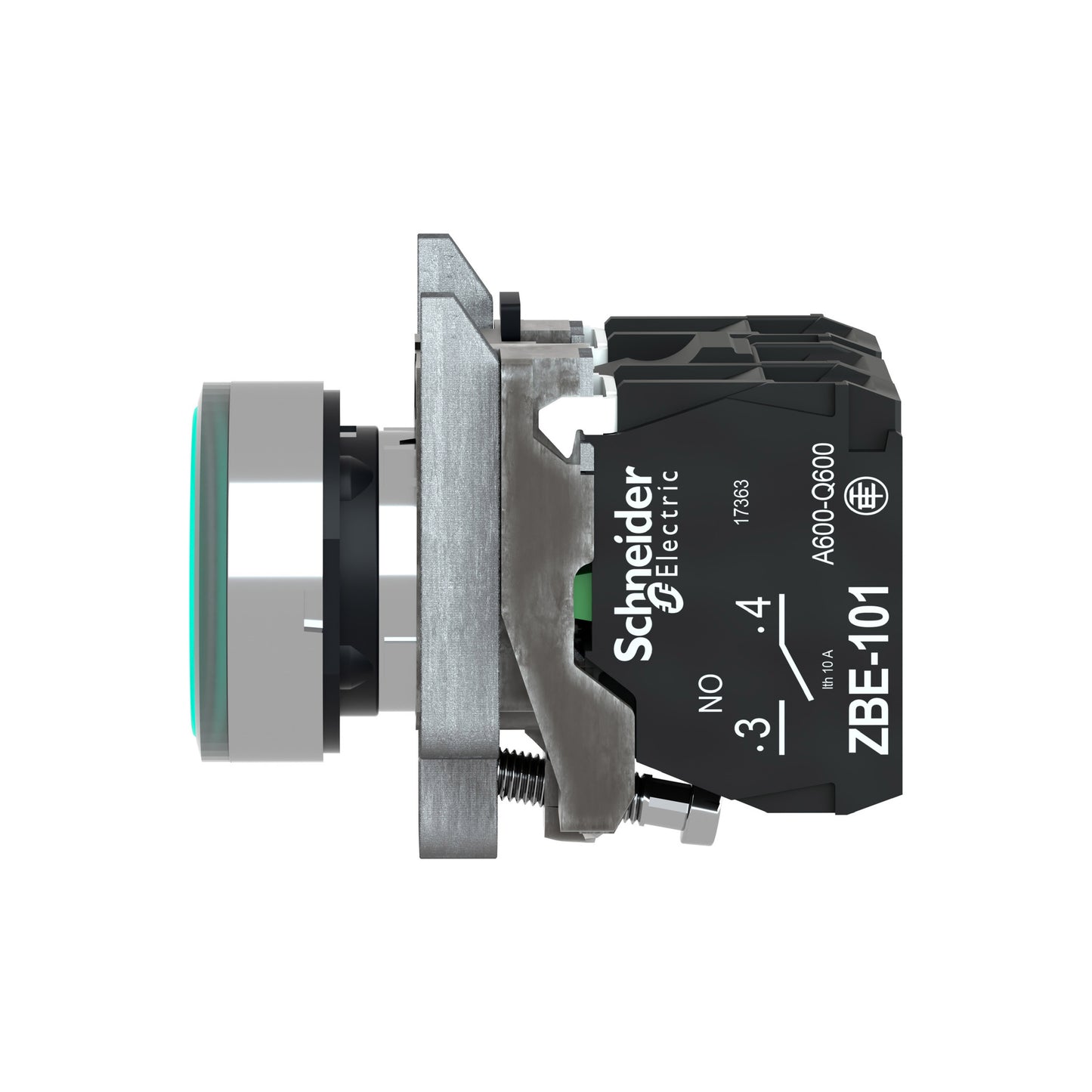 Pulsador Verde Luminoso Ø 22-Retorno Resorte Nivelado-250 V-1 Na + 1 NC Schneider Electric XB4BW3365