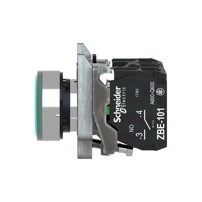 Pulsador Verde Luminoso Ø 22-Retorno Resorte Nivelado-250 V-1 Na + 1 NC Schneider Electric XB4BW3365
