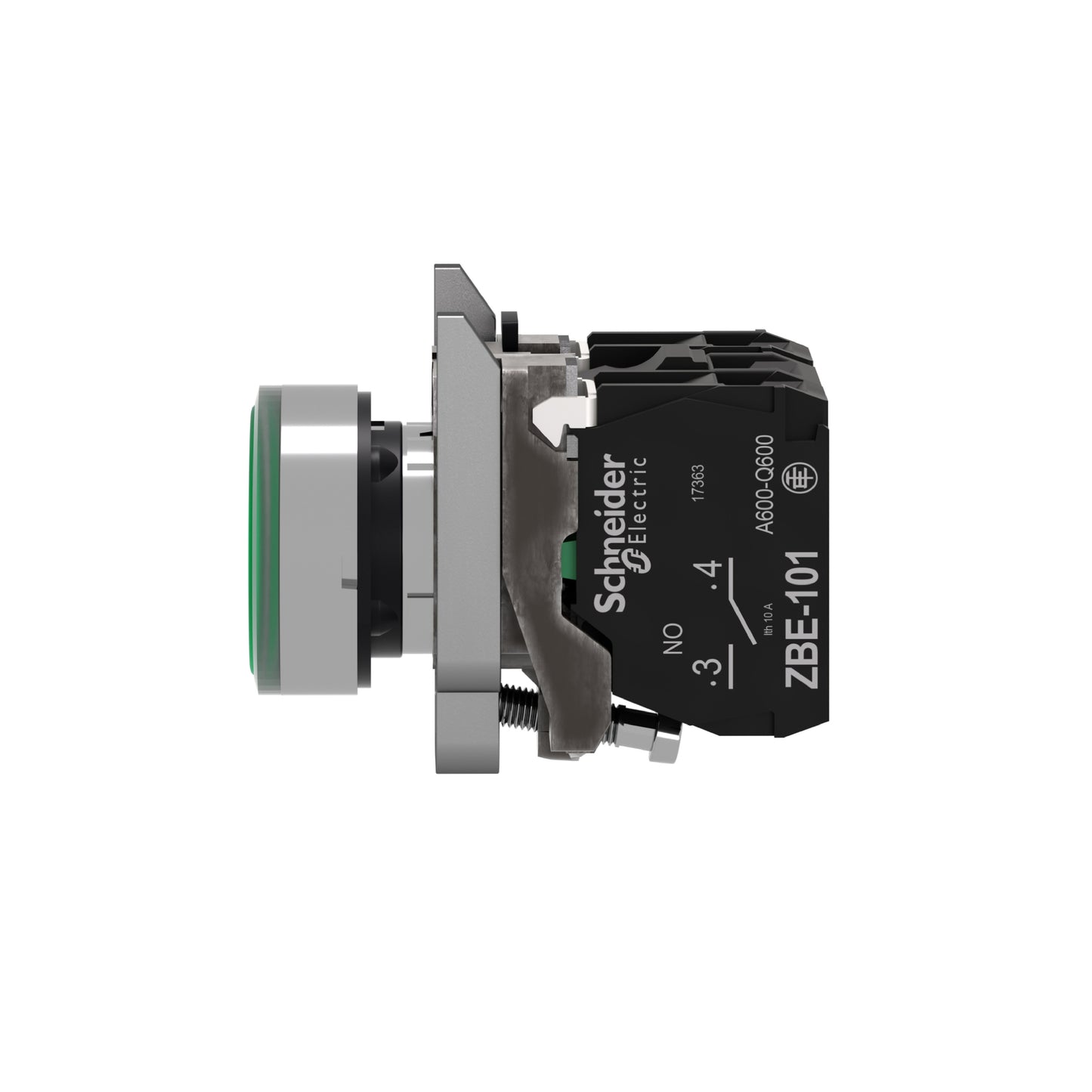 Pulsador Verde Luminoso Ø 22-Retorno Resorte Nivelado-24 V-1 Na + 1 NC Schneider Electric XB4BW33B5