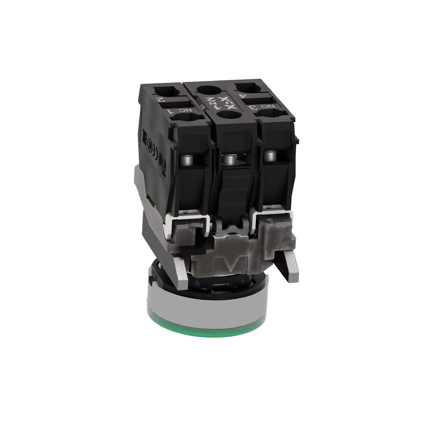 Pulsador Verde Luminoso Ø 22-Retorno Resorte Nivelado-24 V-1 Na + 1 NC Schneider Electric XB4BW33B5