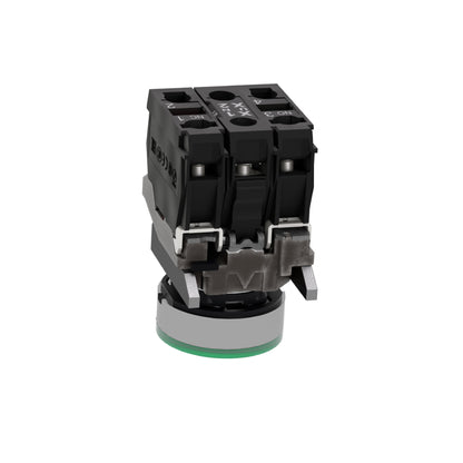 Pulsador Verde Luminoso Ø 22-Retorno Resorte Nivelado-24 V-1 Na + 1 NC Schneider Electric XB4BW33B5