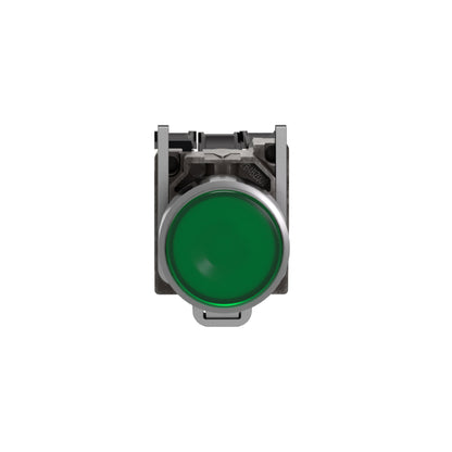 Pulsador Verde Luminoso Ø 22-Retorno Resorte Nivelado-24 V-1 Na + 1 NC Schneider Electric XB4BW33B5