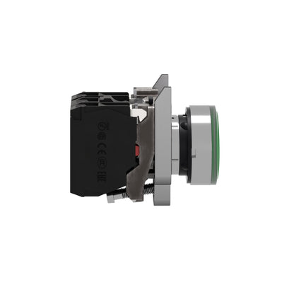 Pulsador Verde Luminoso Ø 22-Retorno Resorte Nivelado-120 V-1 Na + 1 NC Schneider Electric XB4BW33G5