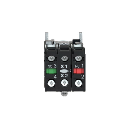 Pulsador Verde Luminoso Ø 22-Retorno Resorte Nivelado-120 V-1 Na + 1 NC Schneider Electric XB4BW33G5