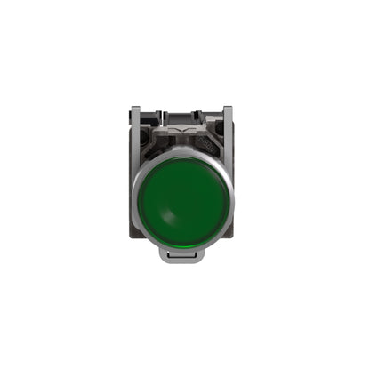 Pulsador Verde Luminoso Ø 22-Retorno Resorte Nivelado-120 V-1 Na + 1 NC Schneider Electric XB4BW33G5