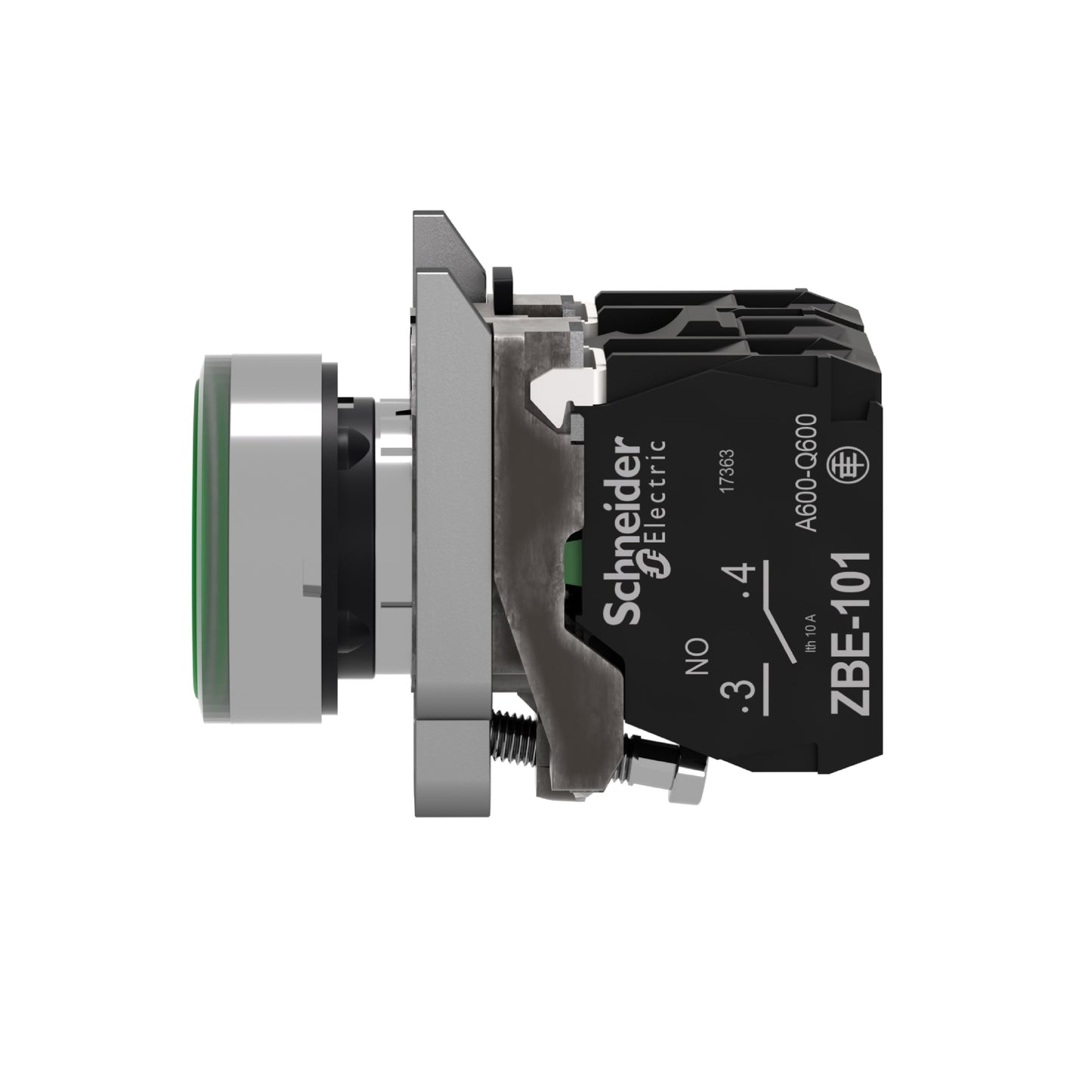 Pulsador Verde Iluminado Ø 22-Retorno Resorte Nivelado-240 V-1 Na + 1 NC Schneider Electric XB4BW33M5