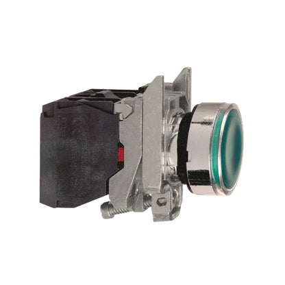 Pulsador Verde Iluminado Ø 22-Retorno Resorte Nivelado-240 V-1 Na + 1 NC Schneider Electric XB4BW33M5
