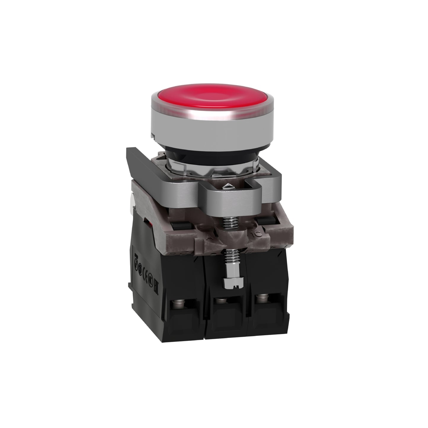 Pulsador Rojo Luminoso Ø 22-Retorno Resorte Nivelado-24 V-1 Na + 1 NC Schneider Electric XB4BW34B5