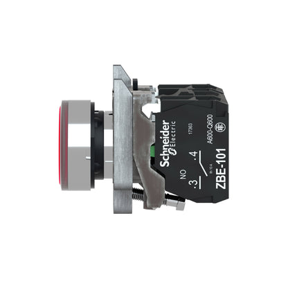 Pulsador Rojo Luminoso Ø 22-Retorno Resorte Nivelado-24 V-1 Na + 1 NC Schneider Electric XB4BW34B5