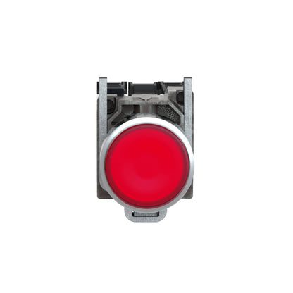 Pulsador Rojo Luminoso Ø 22-Retorno Resorte Nivelado-24 V-1 Na + 1 NC Schneider Electric XB4BW34B5