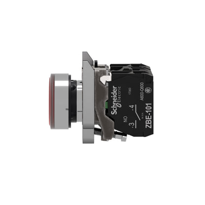 Pulsador Rojo Luminoso Ø 22-Retorno Resorte Nivelado-120 V-1 Na + 1 NC Schneider Electric XB4BW34G5