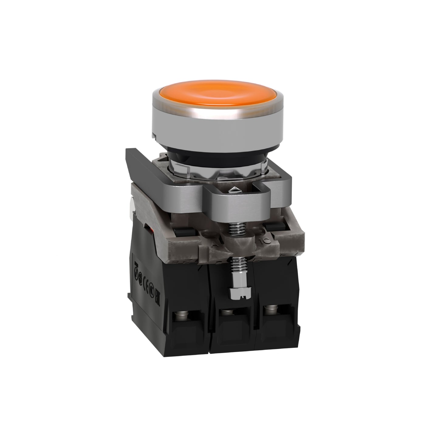 Pulsador Amarillo Luminoso Ø 22- Retorno Resorte Nivelado-24 V-1 Na + 1 NC Schneider Electric XB4BW35B5