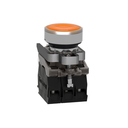 Pulsador Amarillo Luminoso Ø 22- Retorno Resorte Nivelado-24 V-1 Na + 1 NC Schneider Electric XB4BW35B5