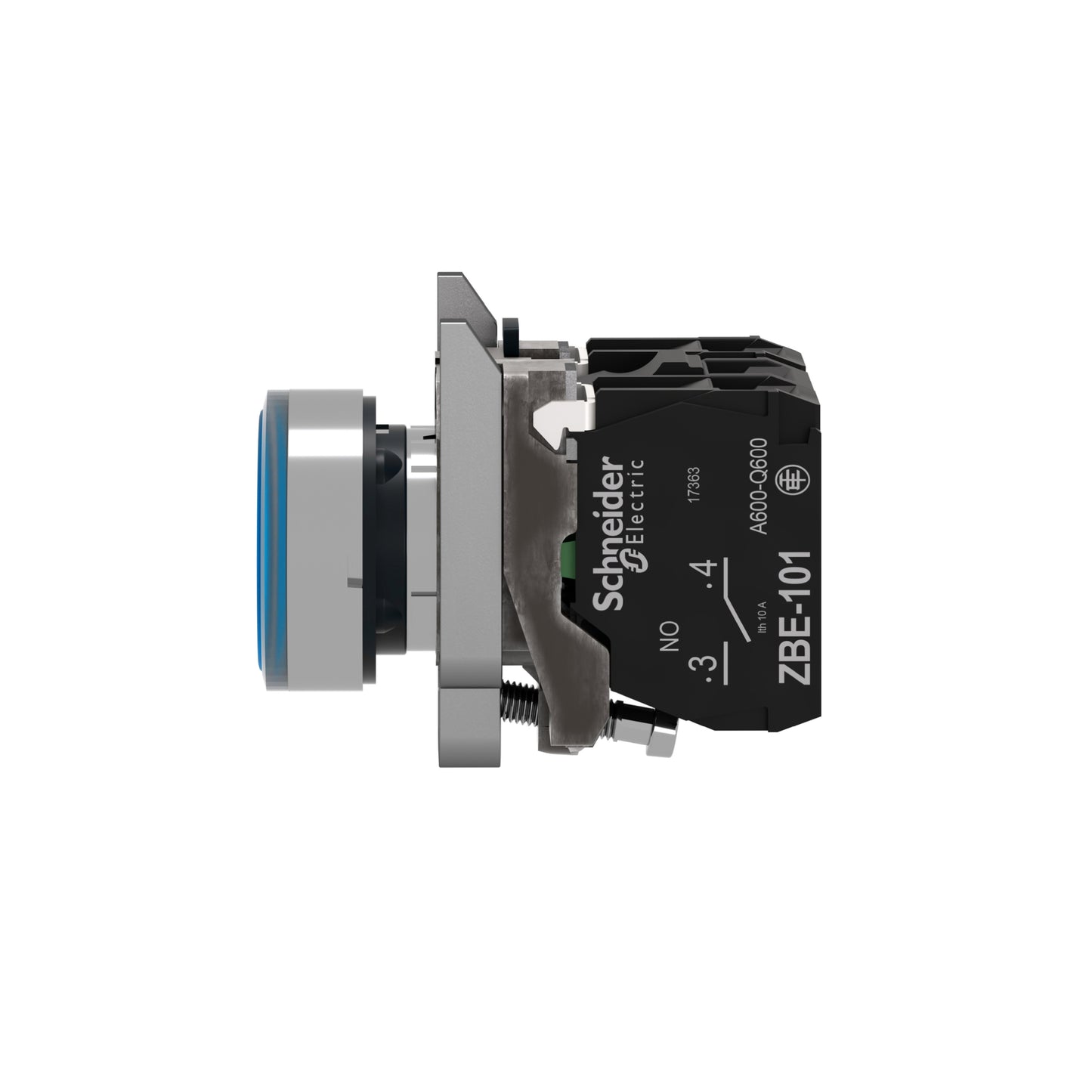 Pulsador Azul Luminoso Ø 22-Retorno Resorte Nivelado-24 V-1 Na + 1 NC Schneider Electric XB4BW36B5