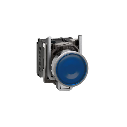 Pulsador Azul Luminoso Ø 22-Retorno Resorte Nivelado-24 V-1 Na + 1 NC Schneider Electric XB4BW36B5