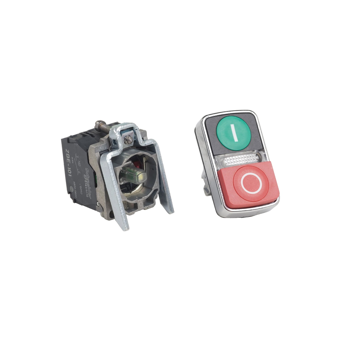 Puls Ø 22-Dos Accion., Retorno Resorte-Verde+rojo, Luz Blanca-120 V- IP66 Schneider Electric XB4BW73731G5