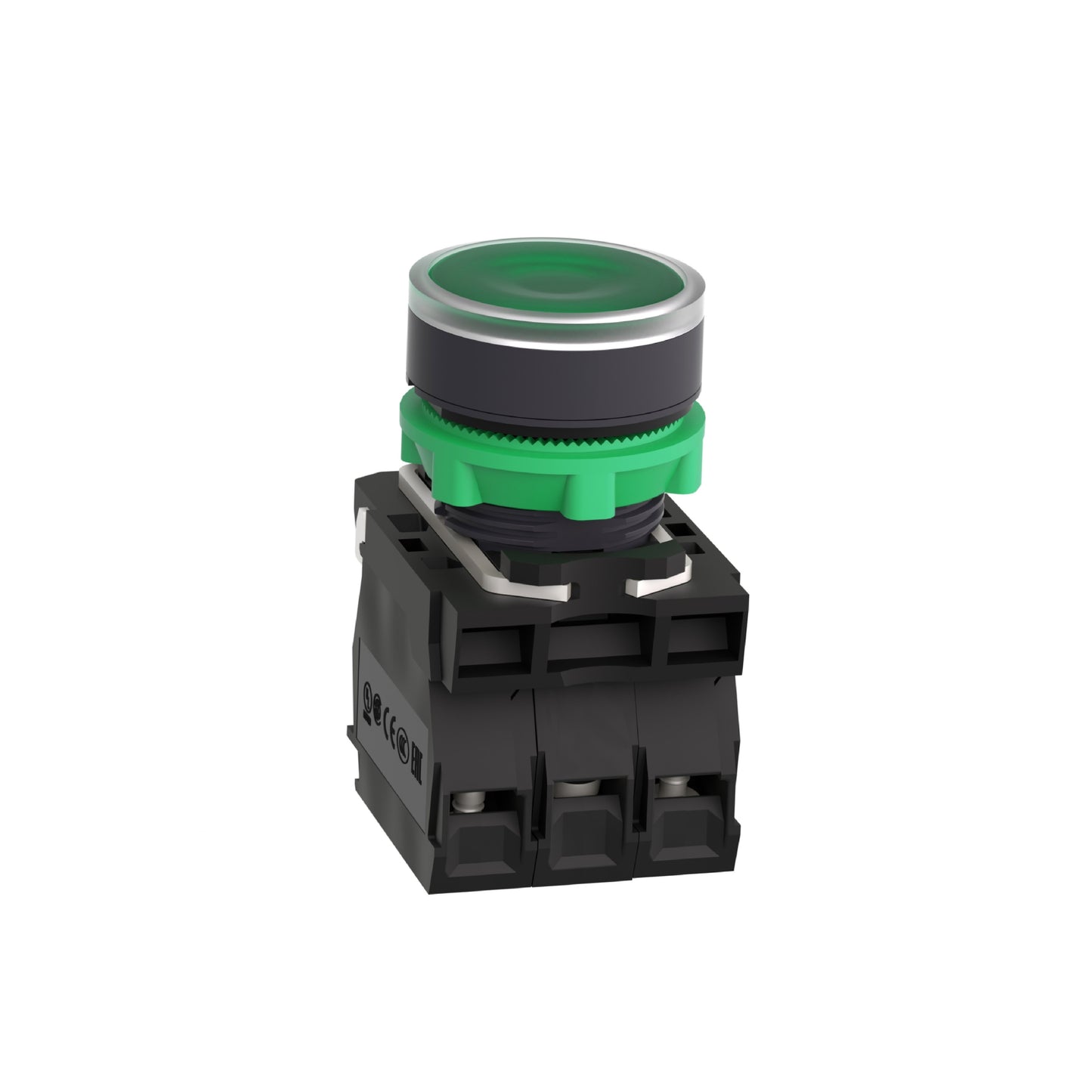 Pulsador Verde Luminoso Ø 22-Retorno Resorte Nivelado-24 V-1 Na + 1 NC Schneider Electric XB5AW33B5