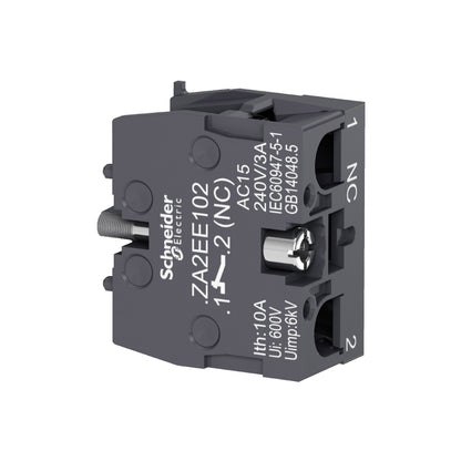 Bloque de Contactos, Easy Harmony XA2, Contacto Único, para Cabezal de 22 MM, Terminal Faston, 1NC Schneider Electric ZA2EE102